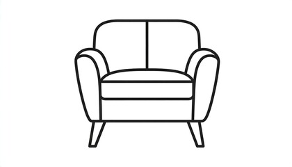 A simple, outlined illustration of a comfy armchair