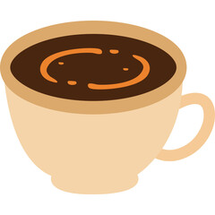 A Light Beige Ceramic Cup Filled With Dark Brown Coffee Showing Swirls On The Surface Isolated On White Background