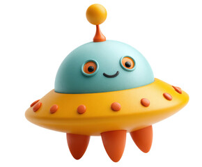 Fototapeta premium Playful Cosmic Voyager: A cheerful, brightly colored spaceship, radiating an aura of whimsical adventure and interstellar exploration.