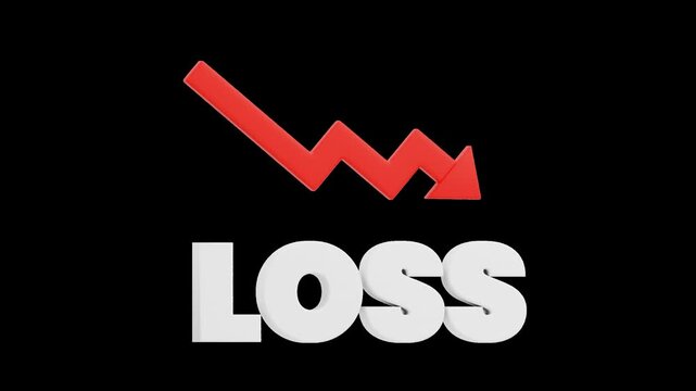 3D Animation of Loss Line Arrow Down | Alpha Channel