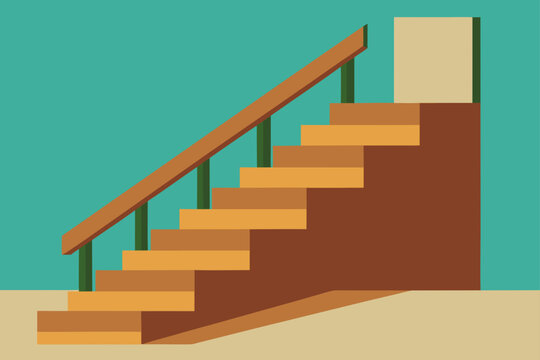 Wooden Staircase In Natural Light Background Illustration