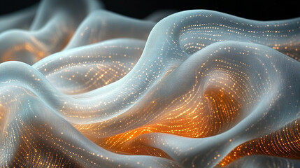 Soft fabric folds are illuminated by diffused light, creating a gentle, serene scene. The composition symbolizes elegance, texture, and the subtle beauty found in simplicity and tactile surfaces.