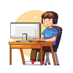 Boy Playing Computer Game