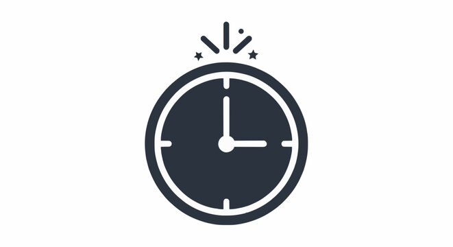 Midnight clock icon in solid vector style.
