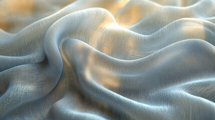 Soft fabric folds are illuminated by diffused light, creating a gentle, serene scene. The composition symbolizes elegance, texture, and the subtle beauty found in simplicity and tactile surfaces.