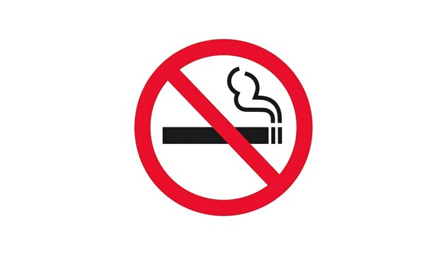 A red circle with a diagonal line over a lit cigarette and smoke