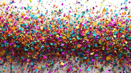 Colorful confetti explosion on bright background