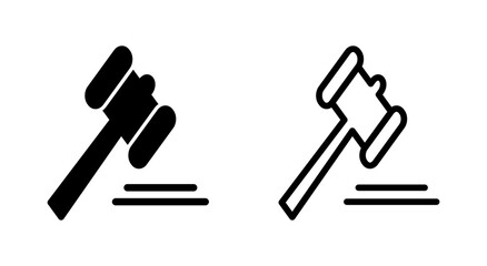 Gavel icon symbol for apps and websites. judge gavel sign and symbol. law icon. auction hammer