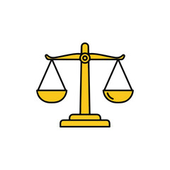 Golden Scales of Justice and Law Symbol Balancing Weights Representing Fairness and Equality in Legal System