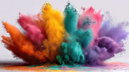 Colorful pigment powder explodes in a vibrant, chaotic burst