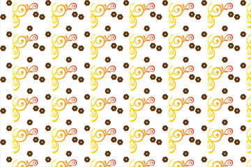 Floral pattern on with brown flowers and yellow ornaments