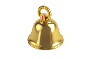 Golden bell with number one isolated on a transparent background