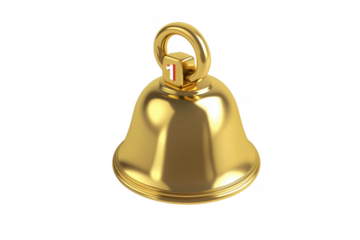Golden bell with number one isolated on a transparent background