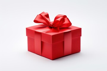 Obraz premium Gift box ribbon red white background.