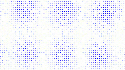 Blue Abstract Background with Dots. Chaotic Particle and Mosaic Texture. Small Dots in a Linear Pattern for Web and Social Media Design. PNG format.