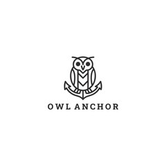 Fototapeta premium Owl anchor logo icon design template vector illustration