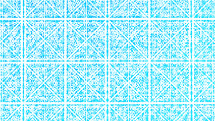 Geometric blue abstract ornament background. Chaotic texture of dots, squares, diamonds, particles, fragments. Cluster of cells, information grid, path, trail. Poster design for business, tech.