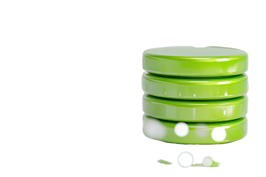 Stacked, glossy, green disks isolated on black