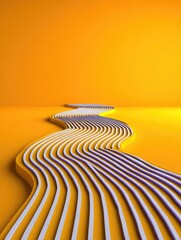 Curvy white lines flow across vibrant yellow surface