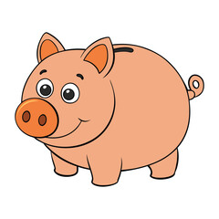 A cute piggy bank coloring page featuring a smiling pig with a coin slot on its back, perfect for teaching kids about saving money in a fun and creative way.
