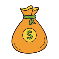 A money bag filled with coins and cash, symbolizing wealth, savings, and success. Perfect for coloring pages or finance-themed illustrations with a touch of creativity.
