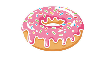 Pink Frosted Donut with Colorful Sprinkles doughnut isolated on a transparent background