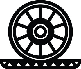 Fototapeta premium Industrial conveyor belt wheel icon for logistics and manufacturing