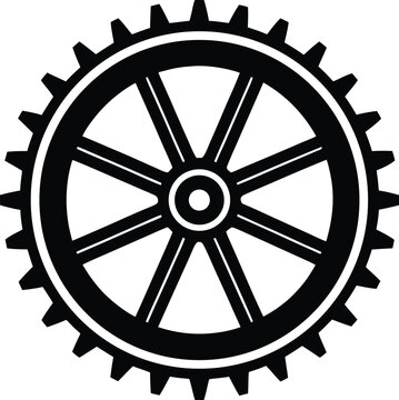 Vintage brass clockwork gear mechanism icon design