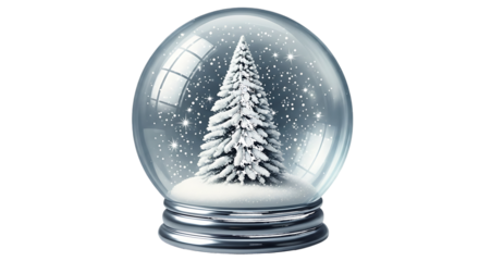 Snow Globe with Snowy Christmas Tree graphic design isolated on a transparent background