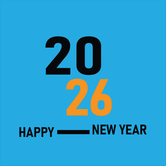 Blue and Orange Happy New Year Typography