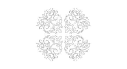 Intricate floral design featuring symmetrical ornate swirls and leafy elements