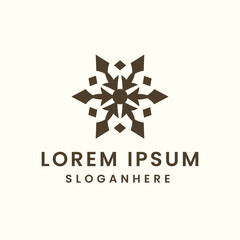 Abstract geometric snowflake logo design with elegant typography for branding