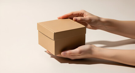 Eco-friendly delivery service concept showcasing a box being held by a person  for online businesses or logistics firms