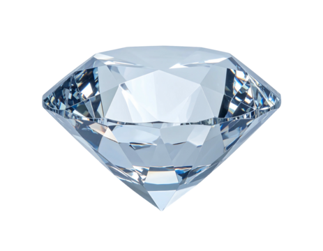 Faceted, colorless gemstone on a black background reflects light from its multiple planes in a dazzling display