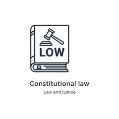 Constitutional Law Icon Book Symbol Gavel and Text LOW for Legal Justice and Government Concepts
