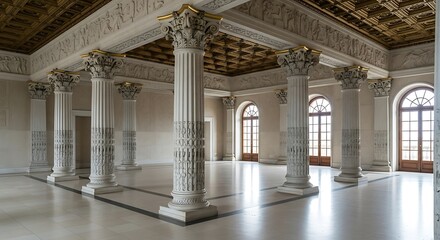 Obraz premium Empty square room with the pillars of a beautiful building in Palace