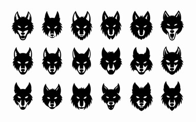 set of black silhouettes of red cats