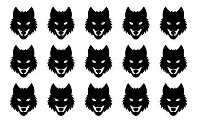 set of black silhouettes of cats