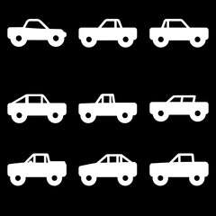 Fototapeta premium Set of White Car Silhouettes on Transparent Background Illustration