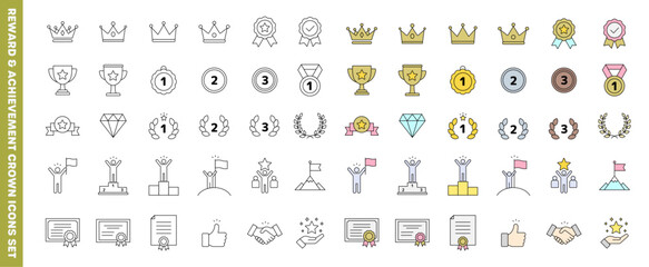 ランキング・目標達成などに使えるアイコンセット(線画・線画あり塗り)