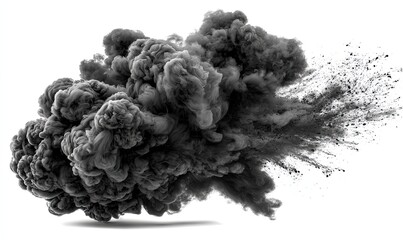 Voluminous smoky cloud, dense grayscale explosion effect