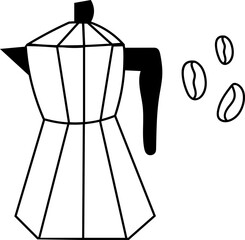 Italian Stovetop Espresso Maker Doodle Vector