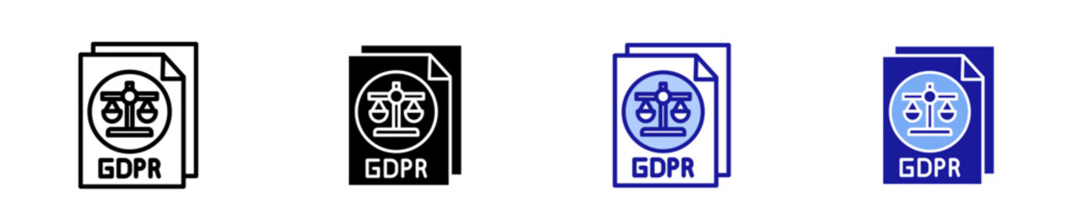 GDPR Compliance Document  Icon Set Multiple Style Collection
