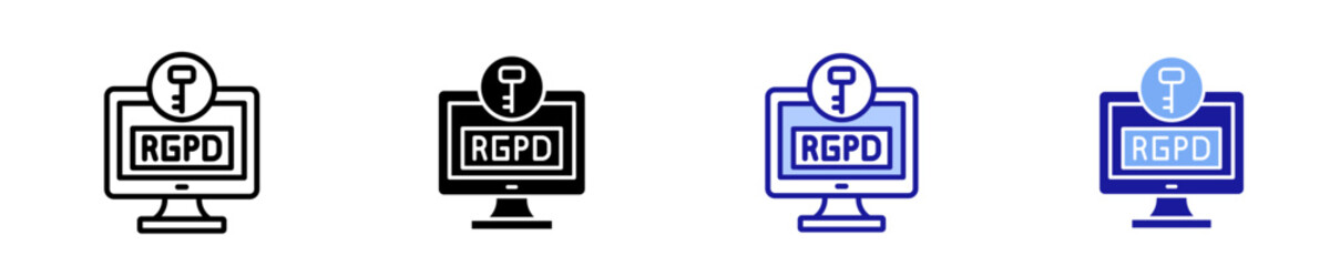 RGPD Key Access  Icon Set Multiple Style Collection
