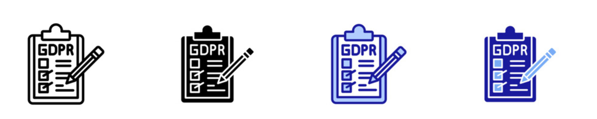 GDPR Checklist Clipboard  Icon Set Multiple Style Collection
