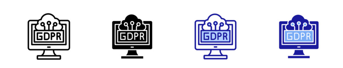 GDPRr Security Monitor  Icon Set Multiple Style Collection
