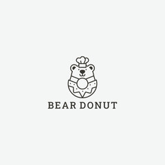 Obraz premium Bear donut logo design template vector illustration