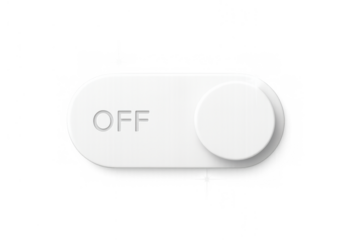 White realistic ui switch glowing in off position, user interface toggle button for web and mobile applications