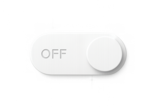 White realistic ui switch glowing in off position, user interface toggle button for web and mobile applications