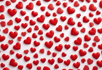 Seamless pattern of small red heart shapes on a white background